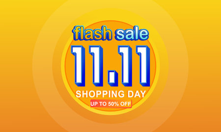 11.11 Shopping day sale. Global shopping world day Sale on colorful backgroundのイラスト素材