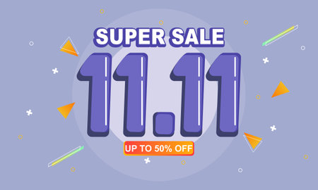 11.11 Shopping day sale. Global shopping world day Sale on colorful backgroundのイラスト素材