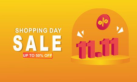 11.11 Shopping day sale. Global shopping world day Sale on colorful backgroundのイラスト素材