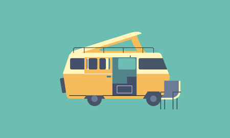 Campervan caravan design vector illustrationのイラスト素材