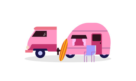 Campervan caravan  design vector illustrationのイラスト素材