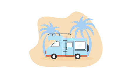 Campervan caravan design vector illustrationのイラスト素材