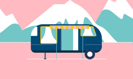 Campervan caravan  design vector illustrationのイラスト素材