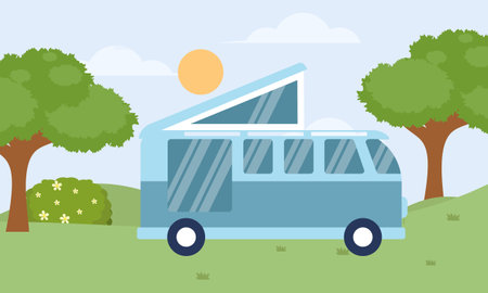Campervan caravan design vector illustrationのイラスト素材