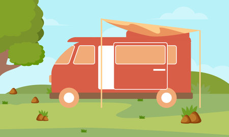 Campervan caravan design vector illustrationのイラスト素材