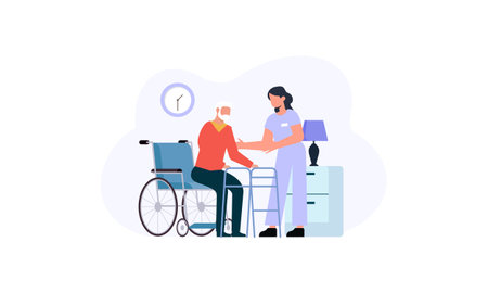 Home care services for elderly disabled illustrationのイラスト素材