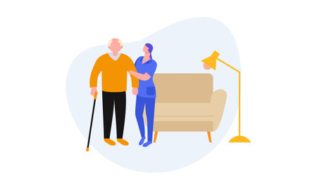 Home care services for elderly disabled illustrationのイラスト素材