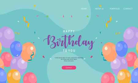 Happy birthday landing page template vectorのイラスト素材