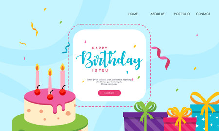 Happy birthday landing page template vectorのイラスト素材