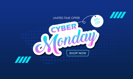 Cyber monday sale concept banner vector illustration for your projectsのイラスト素材