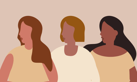 Female diverse faces of different ethnicity poster. Women empowerment movement. International women...