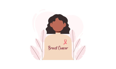 Breast cancer awareness with ribbon and illustrationのイラスト素材