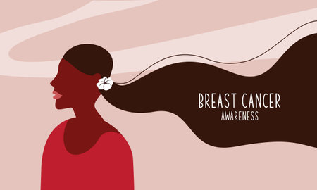 Breast cancer awareness with ribbon and illustrationのイラスト素材