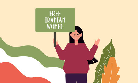 Hand drawn iranian women protesting together illustrationのイラスト素材