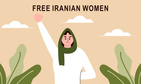 Hand drawn iranian women protesting together illustrationのイラスト素材