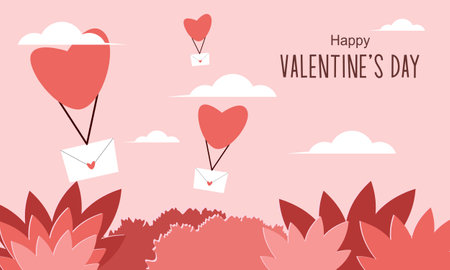 Valentines day background with heart shaped balloons illustrationのイラスト素材