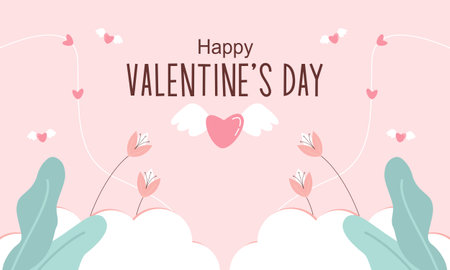 Valentines day background with heart shaped balloons illustrationのイラスト素材