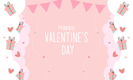 Valentines day background with heart shaped balloons illustrationのイラスト素材