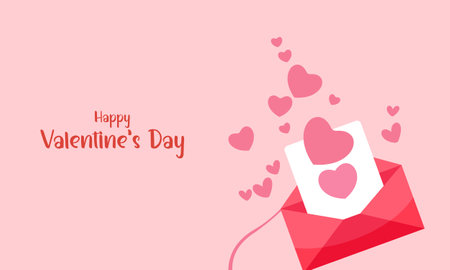 Valentines day background with heart shaped balloons illustrationのイラスト素材