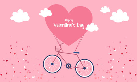 Valentines day background with heart shaped balloons illustrationのイラスト素材
