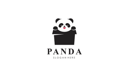 Panda bear silhouette logo design vector templateのイラスト素材