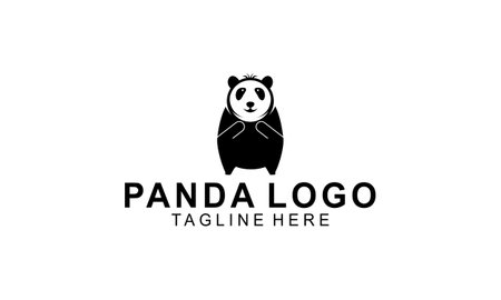 Panda bear silhouette logo design vector templateのイラスト素材