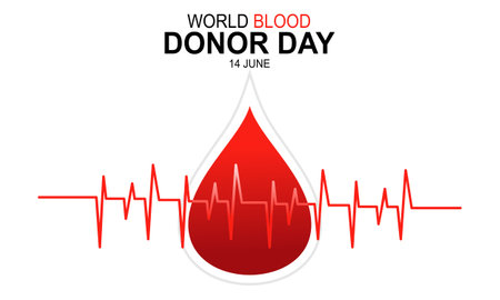 World blood donor day heart and blood drop concept posterのイラスト素材