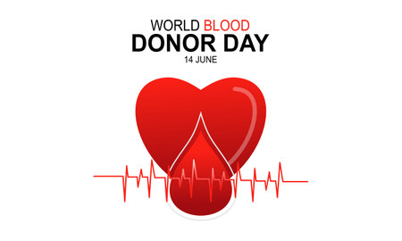 World blood donor day heart and blood drop concept posterのイラスト素材