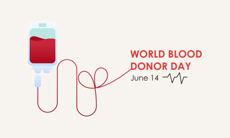 World blood donor day heart and blood drop concept posterのイラスト素材