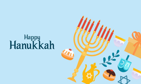 Hanukkah menorah. Happy jewish holiday hanukkah conceptのイラスト素材