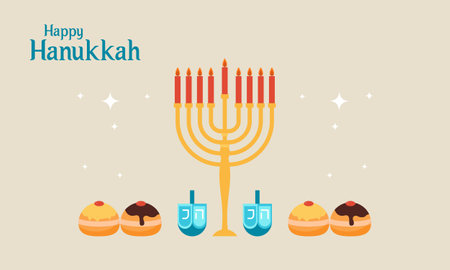 Hanukkah menorah. Happy jewish holiday hanukkah conceptのイラスト素材