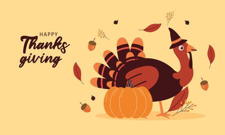 Happy thanksgiving background in flat designのイラスト素材