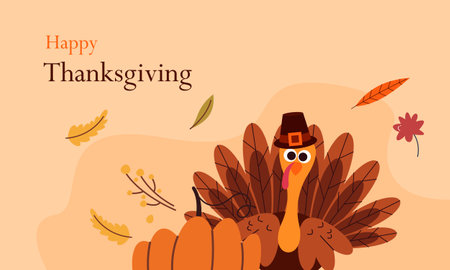 Happy thanksgiving background in flat designのイラスト素材