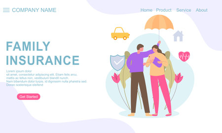 Family insurance landing page template. Insurance, healthcare concept bannerのイラスト素材