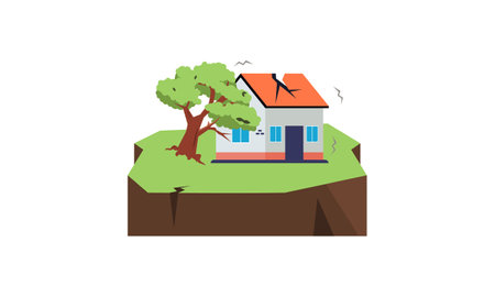 Earthqauke background scene illustration vectorのイラスト素材