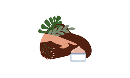 Natural cosmetic from organic plants in female vectorのイラスト素材
