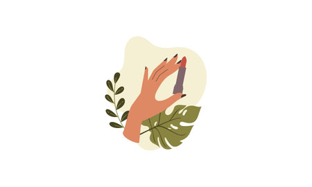 Natural cosmetic from organic plants in female vectorのイラスト素材