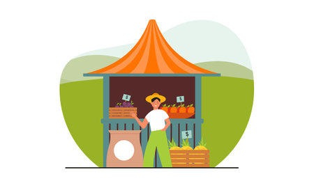 Farmers market concept illustration vectorのイラスト素材