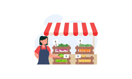 Farmers market concept illustration vectorのイラスト素材