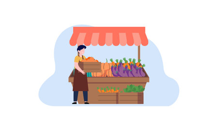 Farmers market concept illustration vectorのイラスト素材