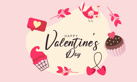 Flat happy valentine's day illustration vectorのイラスト素材