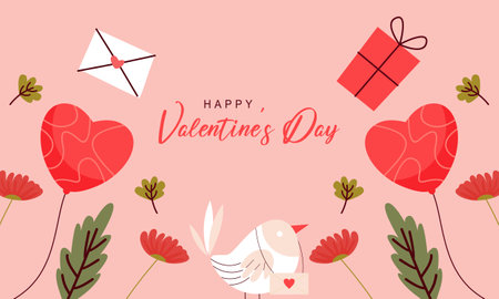 Flat happy valentine's day illustration vectorのイラスト素材