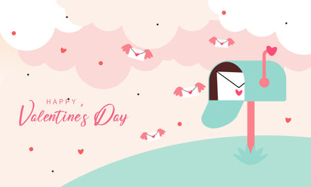Flat happy valentine's day illustration vectorのイラスト素材