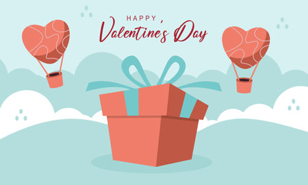 Flat happy valentine's day illustration vectorのイラスト素材