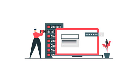 Data center concept, file management, cloud storage flat illustration vectorのイラスト素材