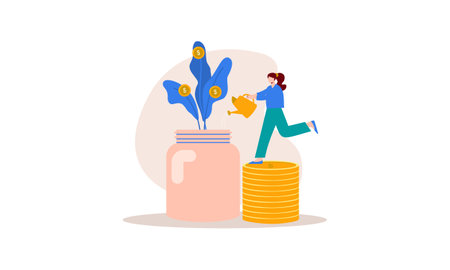Investment, personal finance management and financial literacy illustration conceptのイラスト素材