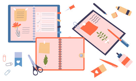 Paper notebooks, planners, diaries vectorのイラスト素材