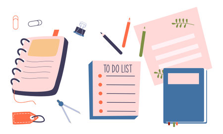 Paper notebooks, planners, diaries vectorのイラスト素材