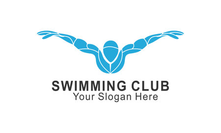 Blue swimming logo silhouette sea ocean water wave logoのイラスト素材