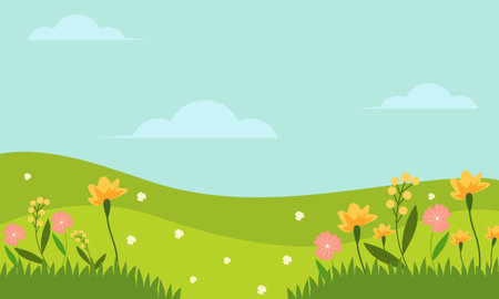 Natural background with flowers vectorのイラスト素材